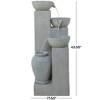 43.5" Light Gray Fiberglass 4-Tier Fountain with LED Light