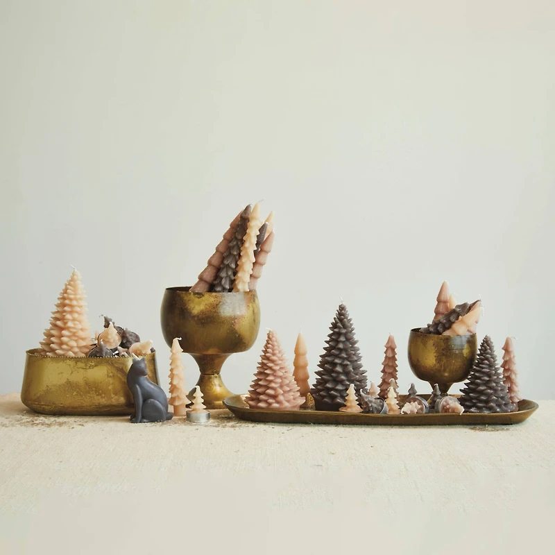 Hello Honey 10" Khaki Unscented Tree Shaped Taper Candles, 2ct.