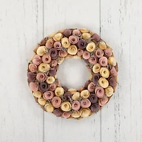 12" Pink & Yellow Wooden Floral Spring Wreath