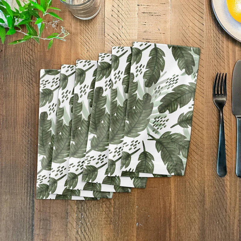 Tropical Leaves Pattern 10" x 10" Cotton Twill Napkin