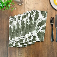 Tropical Leaves Pattern 10" x 10" Cotton Twill Napkin