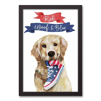 Red Woof and Blue Pup Black Framed Canvas