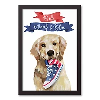 Red Woof and Blue Pup Black Framed Canvas