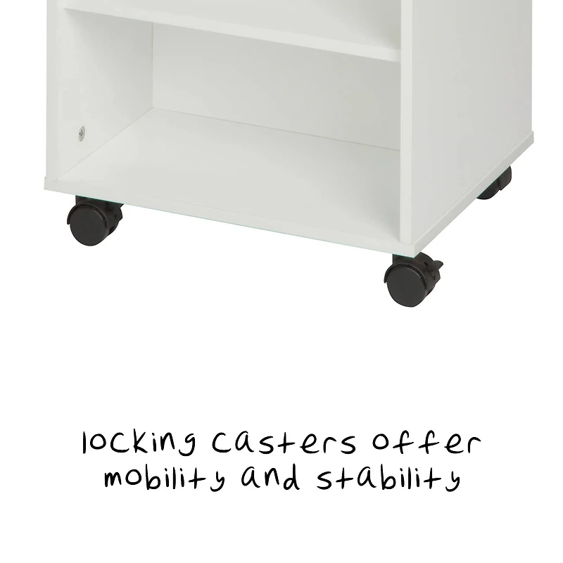 Honey Can Do 3-Drawer White Rolling Craft Cart with Drawers & Slotted Compartments