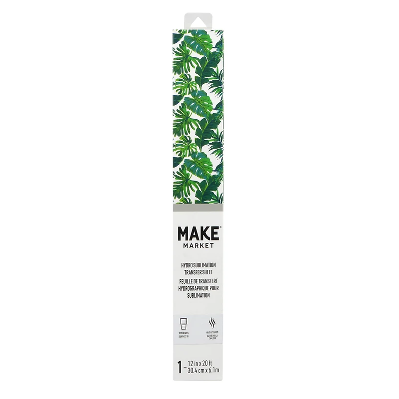 12" x 20ft. Tropical Leaves Hydro Sublimation Transfer Sheet by Make Market®