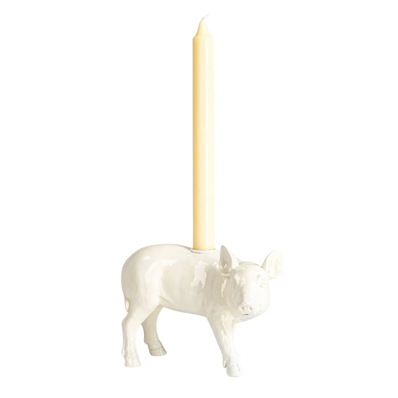 Hello Honey® 7.25" Wide Country Charm Pig Taper Candle Holder