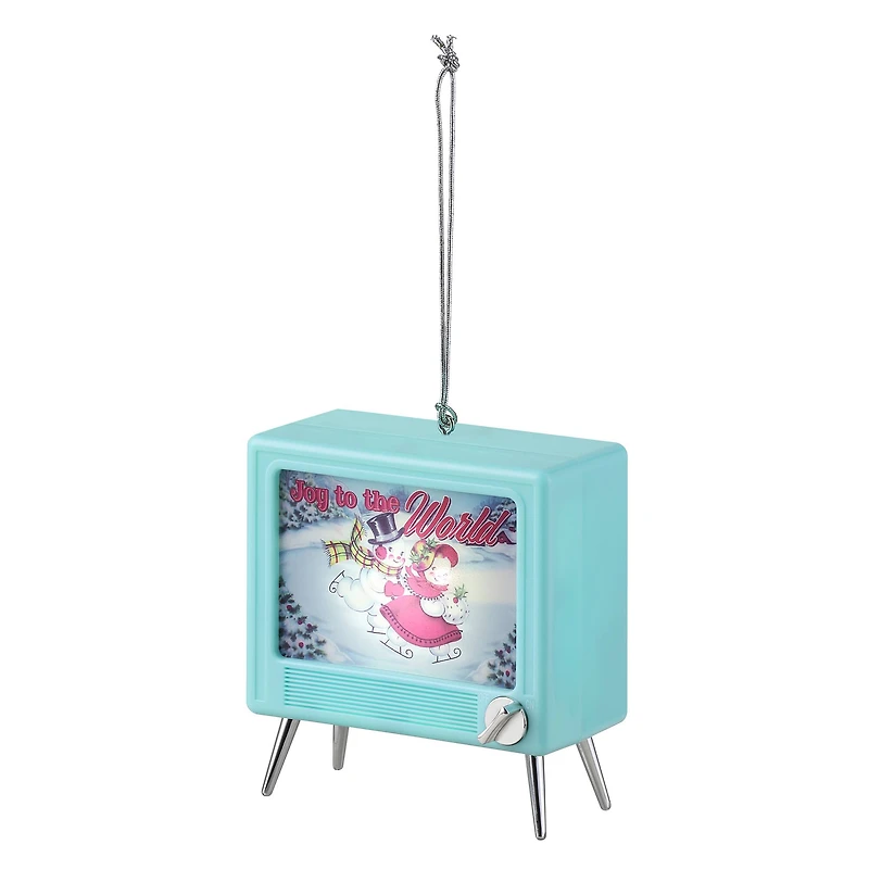 Teal Plastic Musical LED TV Ornament