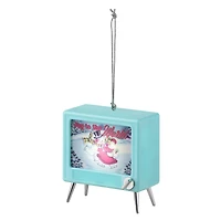 Teal Plastic Musical LED TV Ornament