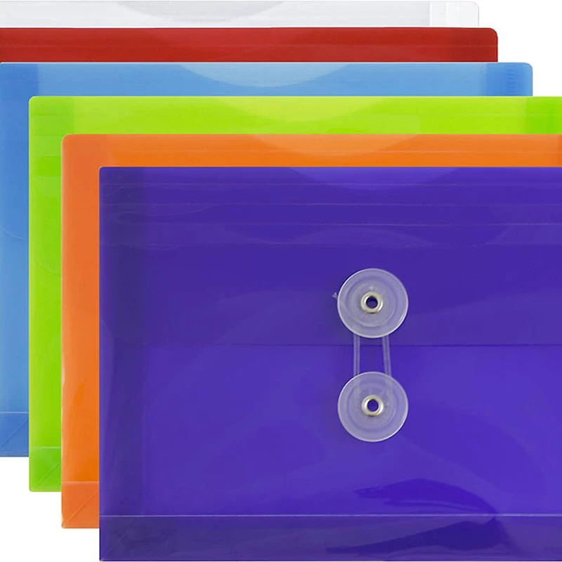 JAM Paper 5.5" x 7.5" Mixed Plastic Button String Index Booklet Envelopes, 12ct.