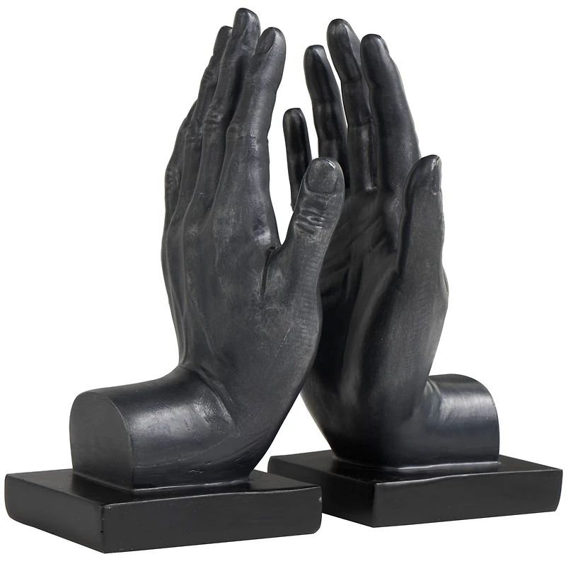 9.5" Black Polystone Hand Bookends, 2ct.