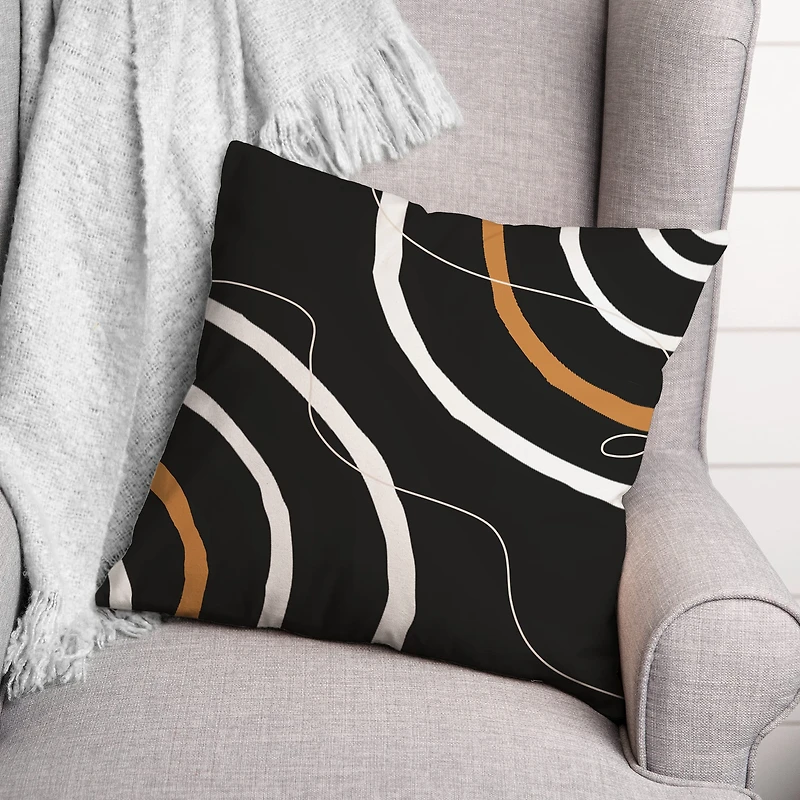 Lines On Black Background 18" x 18" Throw Pillow