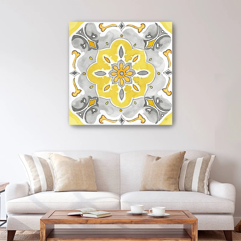 Jewel Medallion Yellow Gray III Canvas Giclee