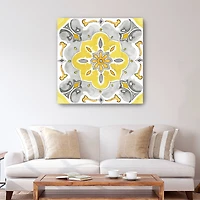 Jewel Medallion Yellow Gray III Canvas Giclee