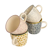 Hello Honey® 5" Flower Print Stoneware Mug Set