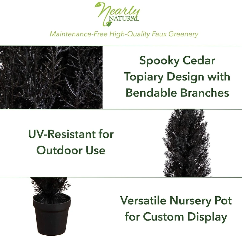 4ft. UV Resistant Artificial Halloween Black Cedar Tree (Indoor/Outdoor)