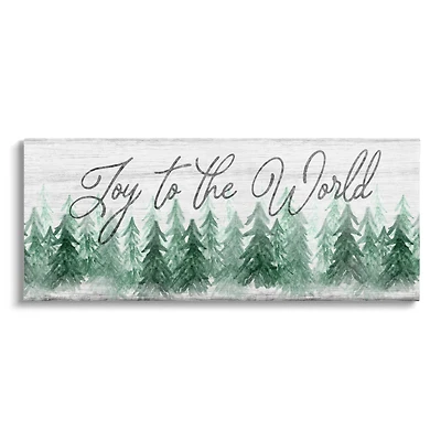 Stupell Industries Joy to the World Pine Trees Canvas Wall Art
