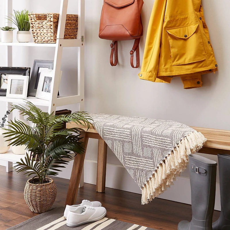 DII® Gray Basket Weave Woven Throw