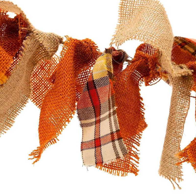 Glitzhome® 6ft. Fall Plaid Fabric Garland