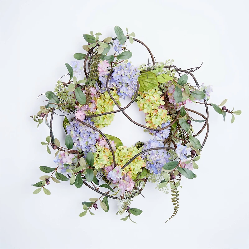 22" Purple Hydrangea Floral Wreath