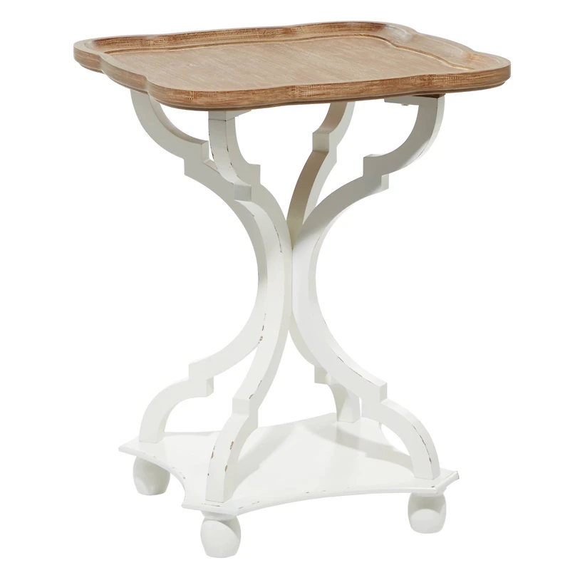 25" White Farmhouse Wood Accent Table
