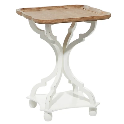 25" White Farmhouse Wood Accent Table
