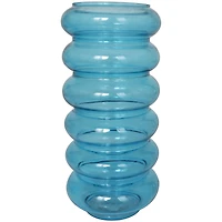 Blue Bubble Glass Vase Set