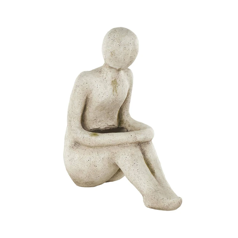 17" Cream Sitting Figure Planter