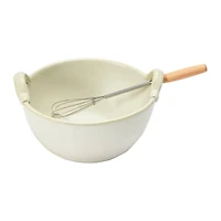Hello Honey® 3.75" Cream Stoneware Batter Bowl & Whisk