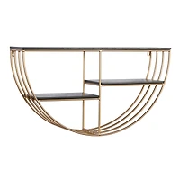 28" Gold Wood Contemporary Wall Shelf