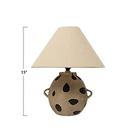 Hello Honey® 15" Hand-Painted Terra-cotta Table Lamp with Dots and Fabric Shade
