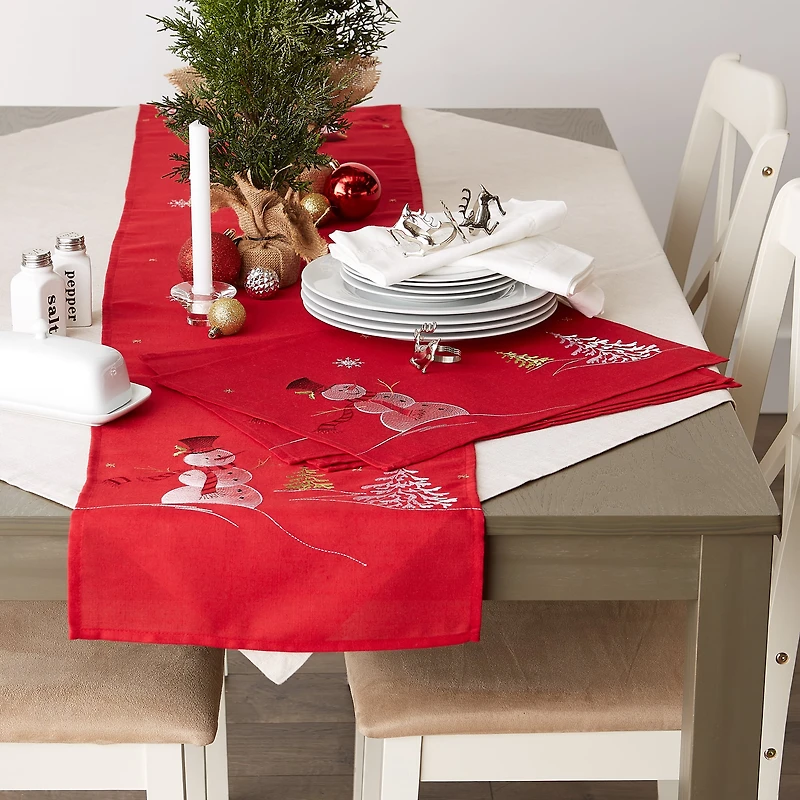 DII® 108" Snowman Embroidered Table Runner