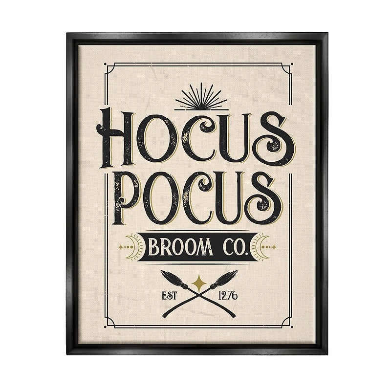 Stupell Industries Hocus Pocus Broom Co Sign Framed Floater Canvas Wall Art