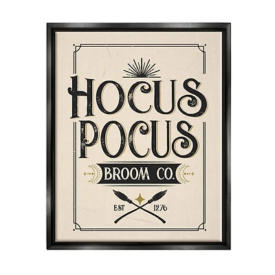 Stupell Industries Hocus Pocus Broom Co Sign Framed Floater Canvas Wall Art