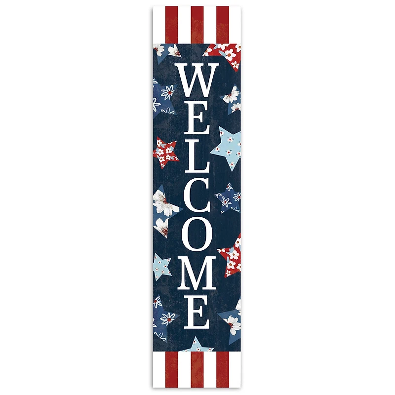 47" Welcome Floral Stars Pattern Porch Leaner