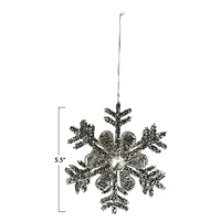 Hello Honey® 5.5" Gunmetal Finish & Beaded Metal Snowflake Ornament