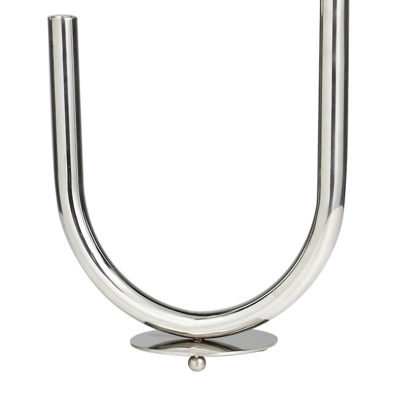 The Novogratz 14" Silver Stainless Steel Abstract U-Shaped Candelabra