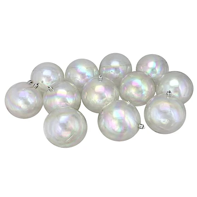 12ct. 4" Clear Iridescent Shatterproof Shiny Christmas Ball Ornaments