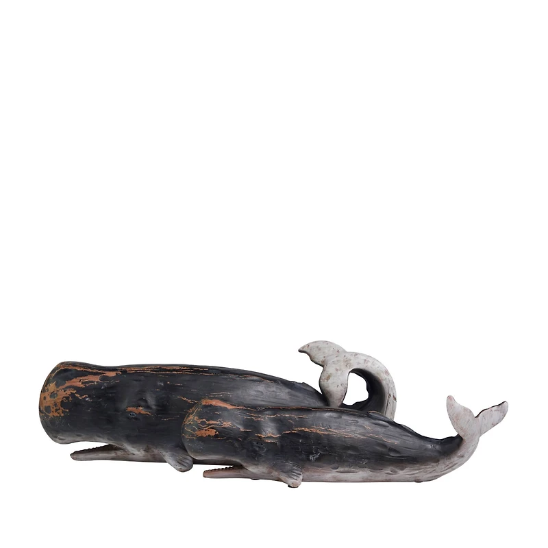 Black Distressed Whale Sculpture Set