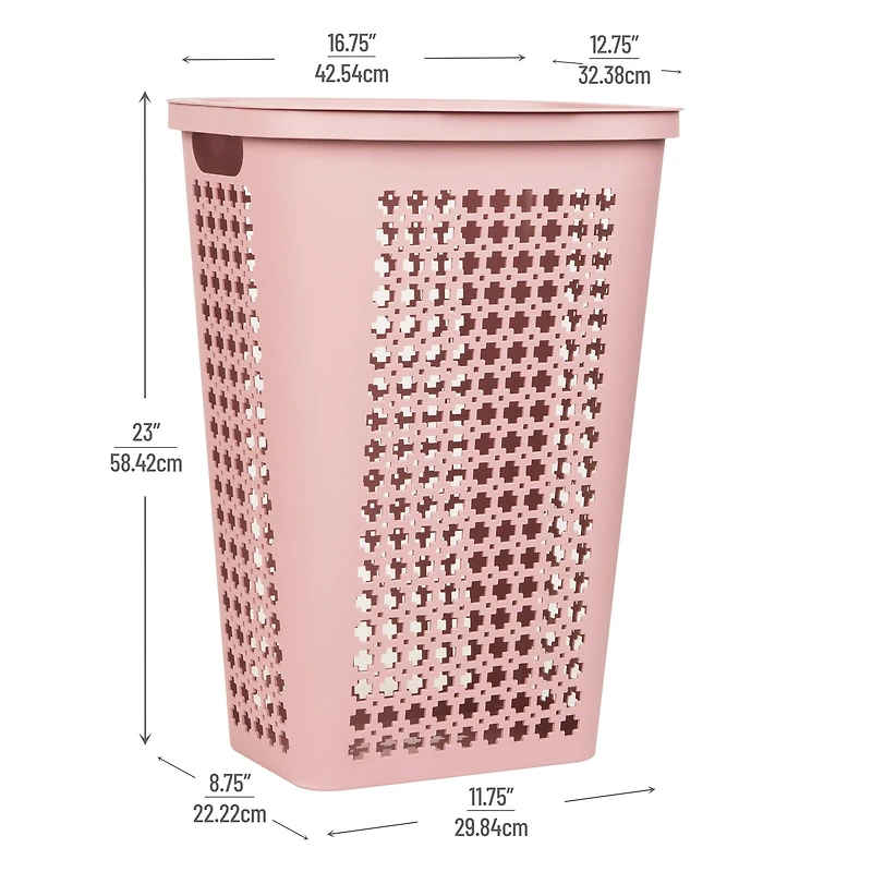 Mind Reader 50L Tapered Laundry Hamper with Swiss Cross Cut-Outs