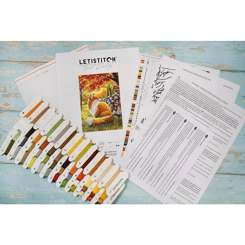 LetiStitch A Friend for Little Fox Counted Cross Stitch Kit