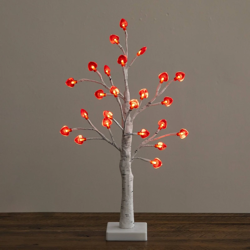 2ft. Pre-Lit Artificial Valentine's Day Twig Tree with 24 Red Heart-Shaped LED Lights