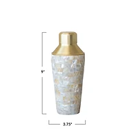 Hello Honey® 24oz. Gold Finish Stainless Steel & Natural Mother of Pearl Inlaid Cocktail Shaker