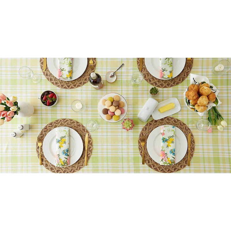 Lemon Bliss Plaid Tablecloth 52" x 52"