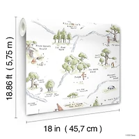 RoomMates Winnie The Pooh 100 Acre Wood Map Peel & Stick Wallpaper