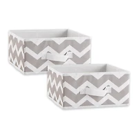 DII® 11" Gray Chevron Square Bin Set, 2ct.