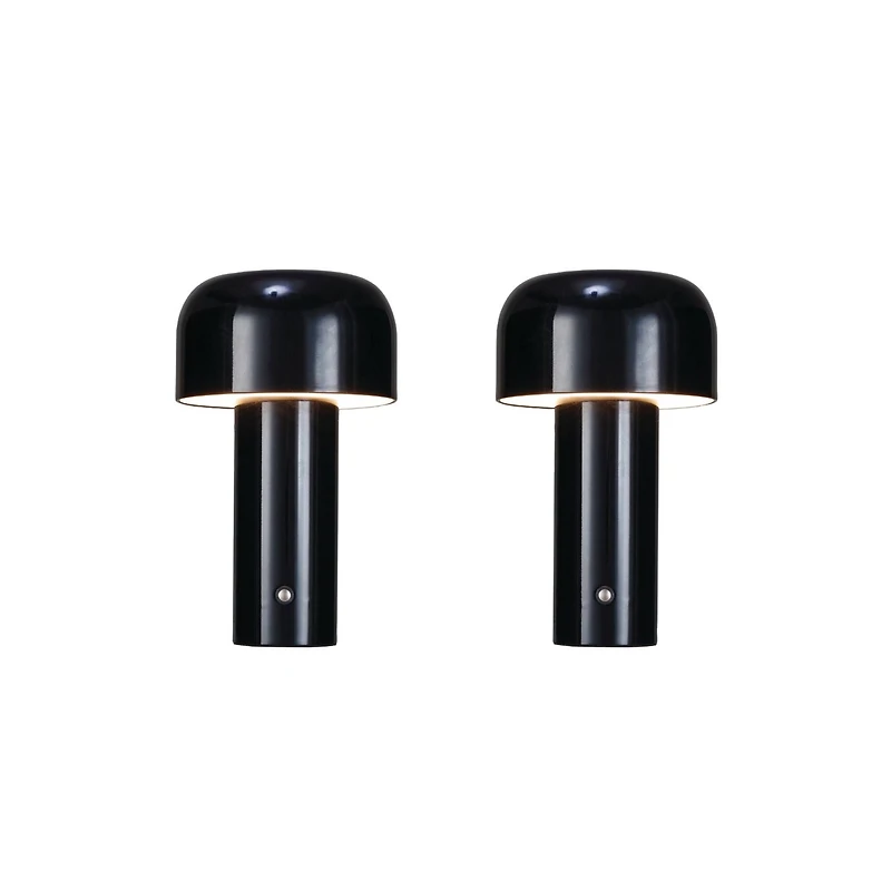 Hello Honey® 8.25" Black Round Metal LED Rechargeable Table Lamp Set, 2ct.