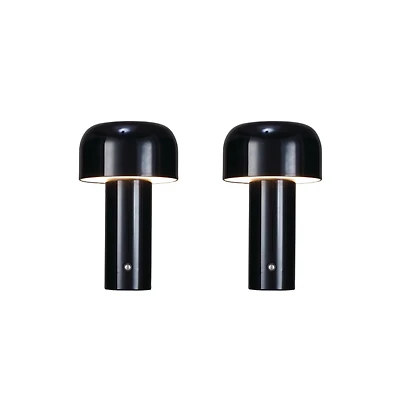 Hello Honey® 8.25" Black Round Metal LED Rechargeable Table Lamp Set, 2ct.