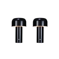Hello Honey® 8.25" Black Round Metal LED Rechargeable Table Lamp Set, 2ct.