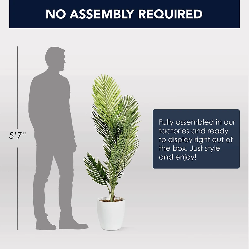 American Art Decor 4ft. Palm Tree in White Ceramic Pot