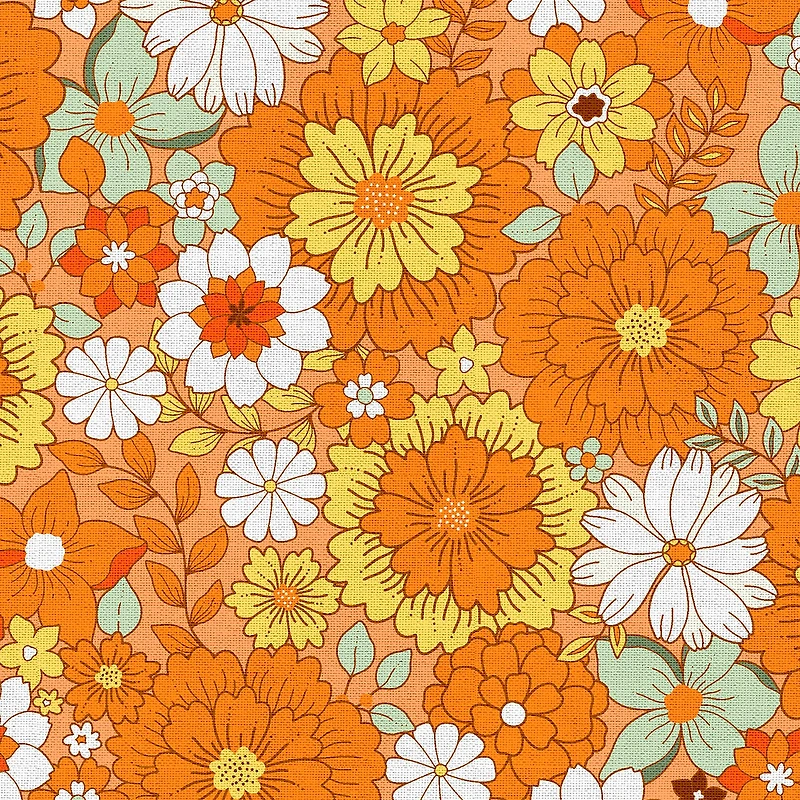 Fabric Editions Orange Retro Revival Cotton Fabric